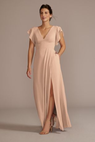 Picture of Flutter Sleeve Chiffon V-Neck Dress