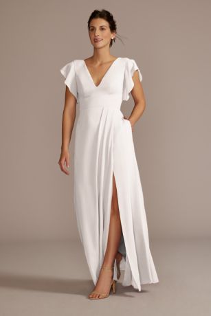 Picture of Flutter Sleeve Chiffon V-Neck Dress