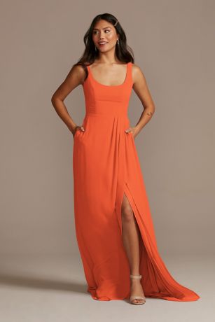 chiffon tank scoop neck bridesmaid dress Chiffon Tank Scoop Neck Bridesmaid Dress