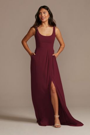 Celebrate DB Studio Chiffon Tank Scoop Neck Dress in Wine Size: 20 David's Bridal