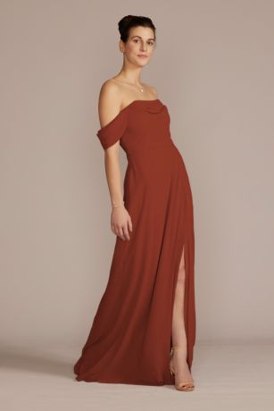 Picture of Chiffon Cowl Off-the Shoulder Dress