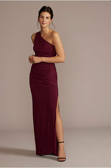 Ruched Jersey One-Shoulder Bridesmaid Dress