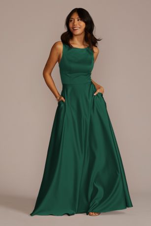 Picture of Satin Sleeveless Boatneck Dress