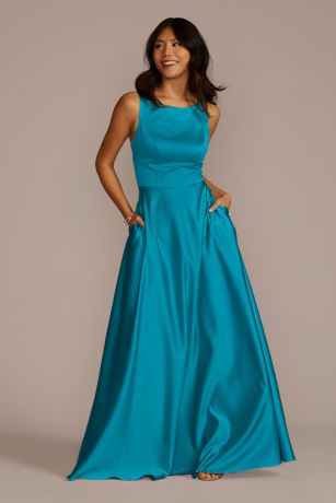 Picture of Satin Sleeveless Boatneck Dress