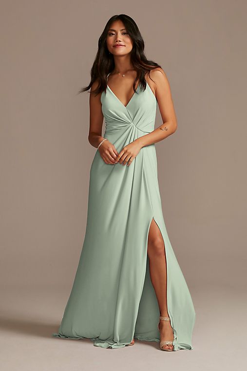 Celebrate DB Studio Jersey A-Line Bridesmaid Dress with Knot Detail