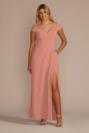 Picture of Chiffon Cap Sleeve Tie Back Bridesmaid Dress