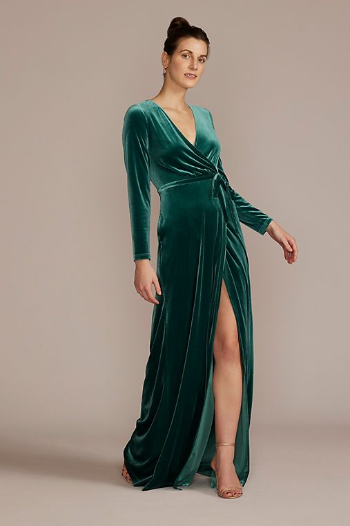 Celebrate DB Studio Long-Sleeve Velvet Bridesmaid Dress