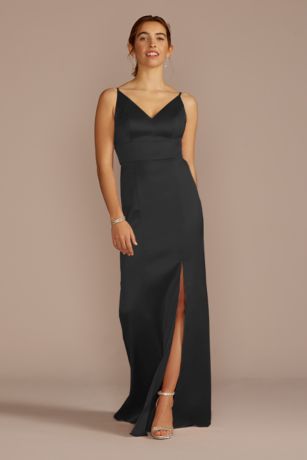 Celebrate DB Studio Stretch Satin Spaghetti Strap Dress