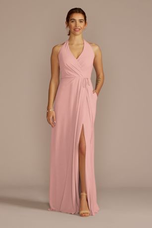 Picture of Chiffon Halter Faux Wrap A-Line Dress