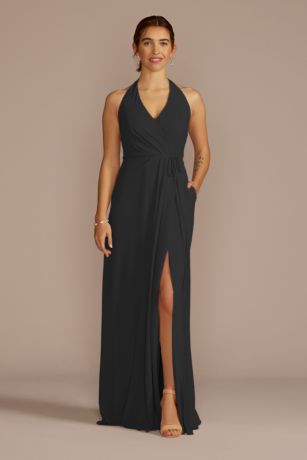 Picture of Chiffon Halter Faux Wrap A-Line Dress