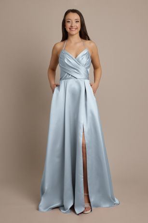 Picture of Satin Crisscross Bodice Ball Gown Dress