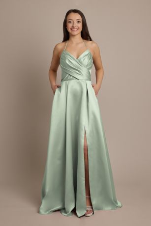 Picture of Satin Crisscross Bodice Ball Gown Dress