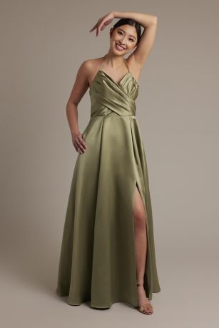Picture of Satin Crisscross Bodice Ball Gown Dress