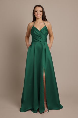 Picture of Satin Crisscross Bodice Ball Gown Dress