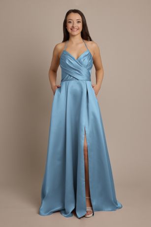Picture of Satin Crisscross Bodice Ball Gown Dress