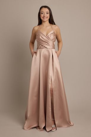 Picture of Satin Crisscross Bodice Ball Gown Dress