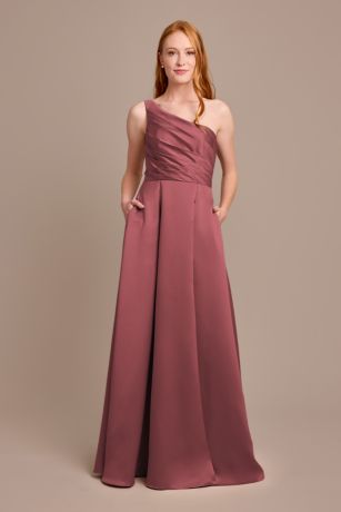 Picture of Satin One-Shoulder A-Line Pleated Dress
