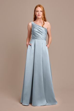 Picture of Satin One-Shoulder A-Line Pleated Dress