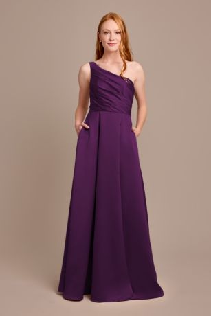 Picture of Satin One-Shoulder A-Line Pleated Dress
