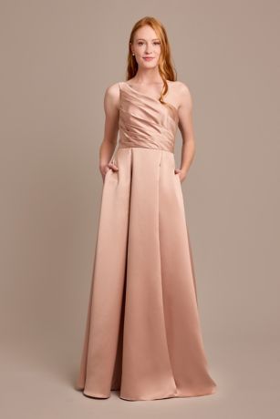 Picture of Satin One-Shoulder A-Line Pleated Dress