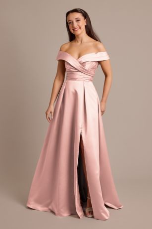 Picture of Satin Off-the-Shoulder Ball Gown Dress