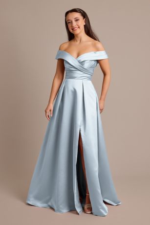 Picture of Satin Off-the-Shoulder Ball Gown Dress