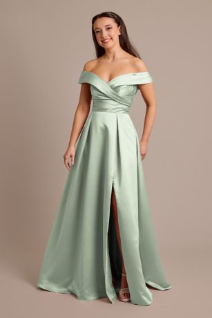 Picture of Satin Off-the-Shoulder Ball Gown Dress