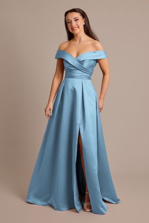 Picture of Satin Off-the-Shoulder Ball Gown Dress