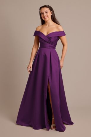 Picture of Satin Off-the-Shoulder Ball Gown Dress