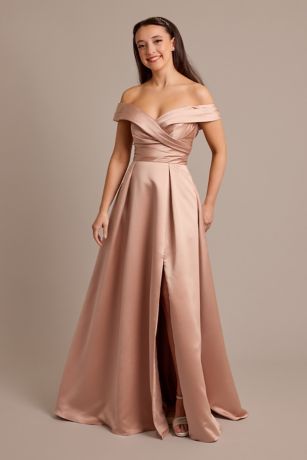 Celebrate DB Studio Satin Off-the-Shoulder Ball Gown Dress