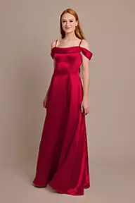 Celebrate DB Studio Luxe Charmeuse Off-the-Shoulder Bridesmaid Dress