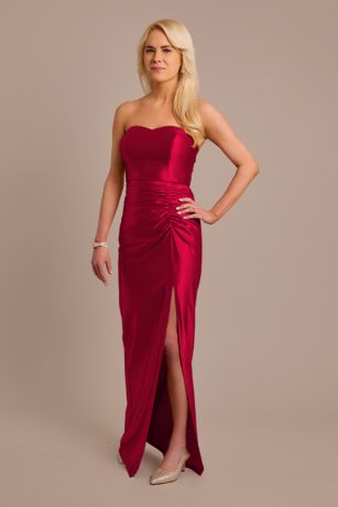 Picture of Sculpting Satin Sweetheart Ruched Dress