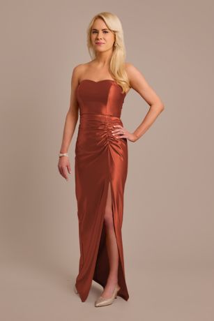 Picture of Sculpting Satin Sweetheart Ruched Dress