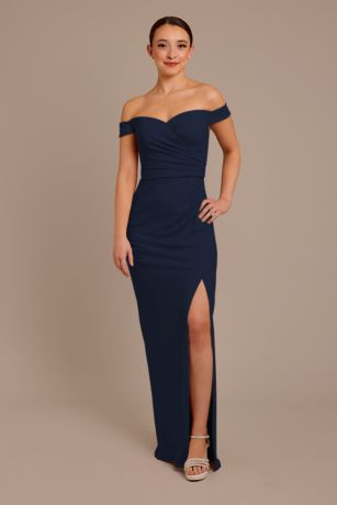 Picture of Structured Crepe Off-the-Shoulder Dress