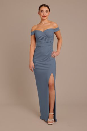 Picture of Structured Crepe Off-the-Shoulder Dress