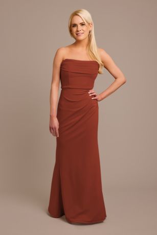 Picture of Stretch Crepe Strapless Cowl Neck Dress