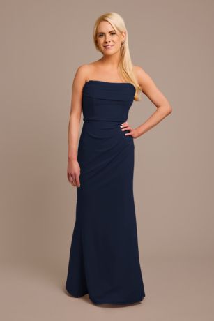 Picture of Stretch Crepe Strapless Cowl Neck Dress