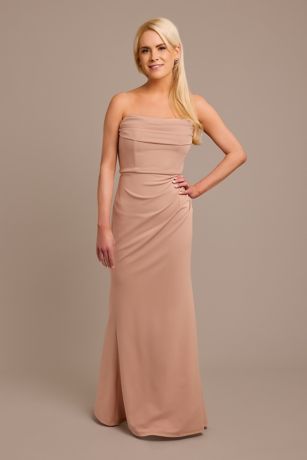 Picture of Stretch Crepe Strapless Cowl Neck Dress