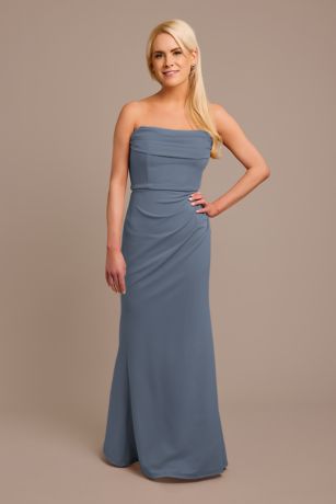 Picture of Stretch Crepe Strapless Cowl Neck Dress