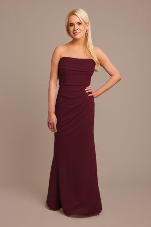 Picture of Stretch Crepe Strapless Cowl Neck Dress