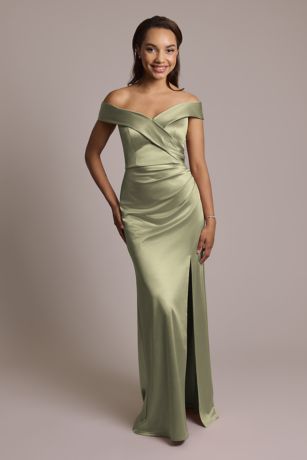 Picture of Sculpting Satin Cross-Front Dress