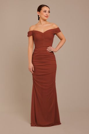 Picture of Mesh Off-the-Shoulder Ruched Dress