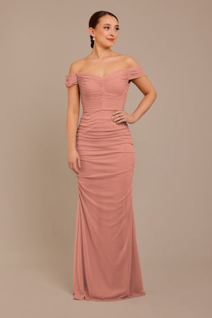 Picture of Mesh Off-the-Shoulder Ruched Dress