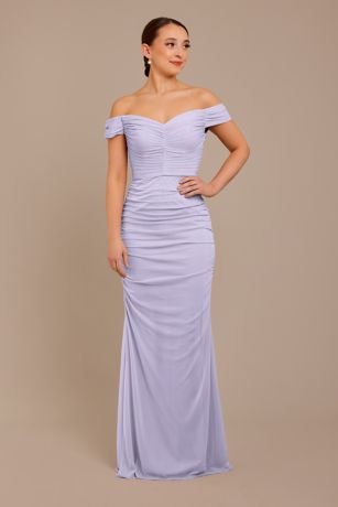 Picture of Mesh Off-the-Shoulder Ruched Dress