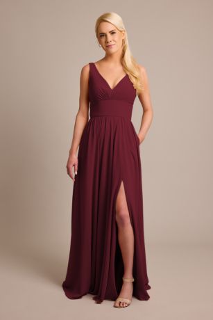 Celebrate DB Studio Chiffon Tank A-Line Dress in Wine Size: 8 David's Bridal