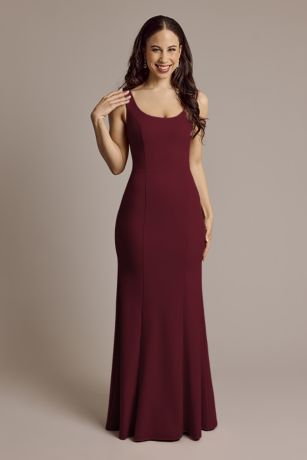 Celebrate DB Studio Crepe Tank Mermaid Dress With Back Knot in Wine Size: 10 David's Bridal