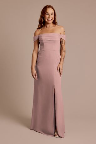 Celebrate DB Studio Chiffon Off-the-Shoulder Draped Dress