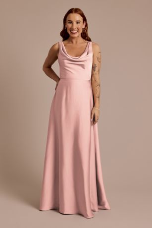 Picture of Matte Satin Cowl Neck Tie Back Dress