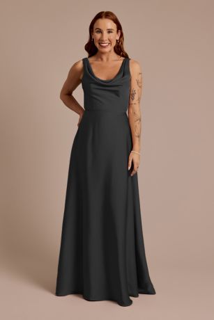 Picture of Matte Satin Cowl Neck Tie Back Dress