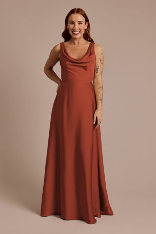 Picture of Matte Satin Cowl Neck Tie Back Dress